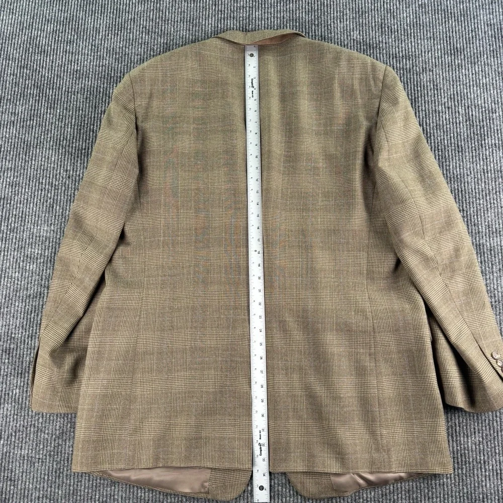 Jos A Bank Sport Coat 50L Brown Glen Plaid Windowpane Wool Blazer Classic